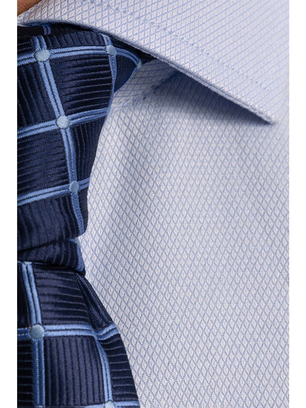 Erkek Regular Fit Klasik Kesim %100 Pamuk Armürlü Premium Mavi Gömlek-4