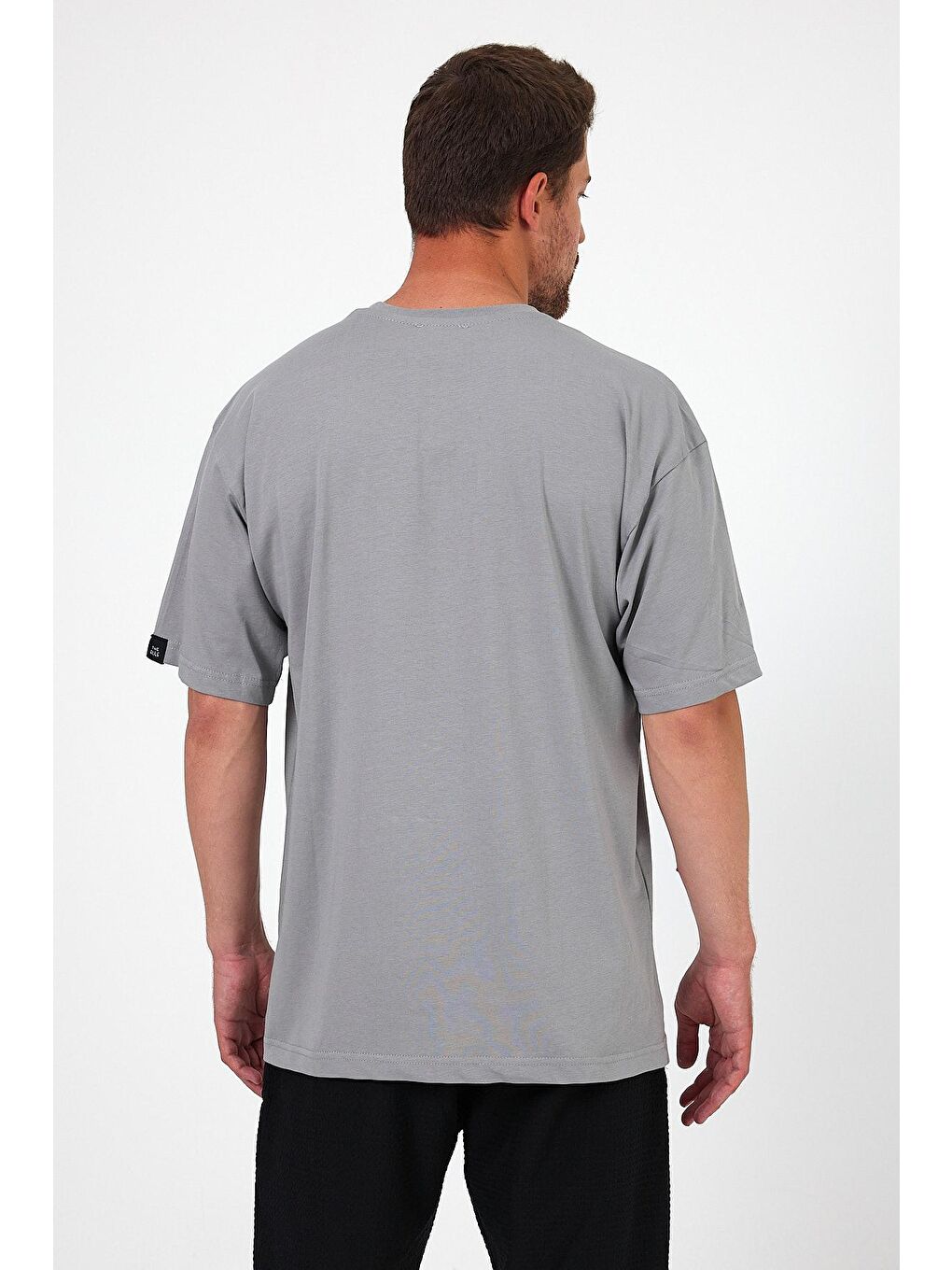 THE RULE Gri Oversize Fit Bisiklet Yaka %100 Pamuk Terrible Baskılı Erkek T-Shirt RF0408 - 5