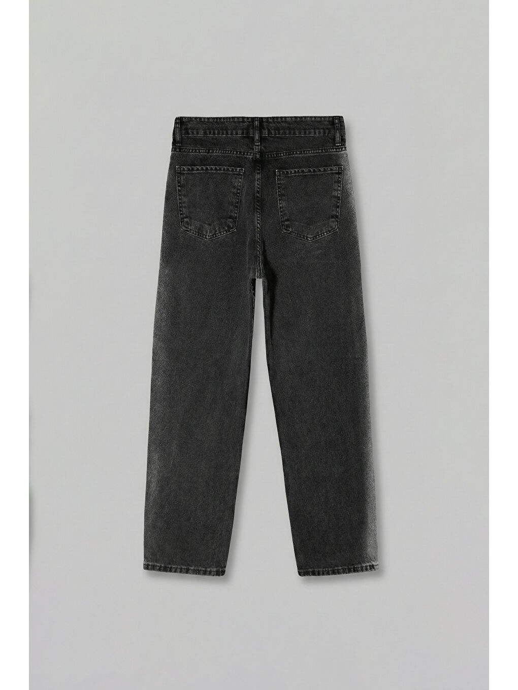 Erkek Kemer Detaylı Yıkamalı Baggy Fit Pantolon Siyah-1