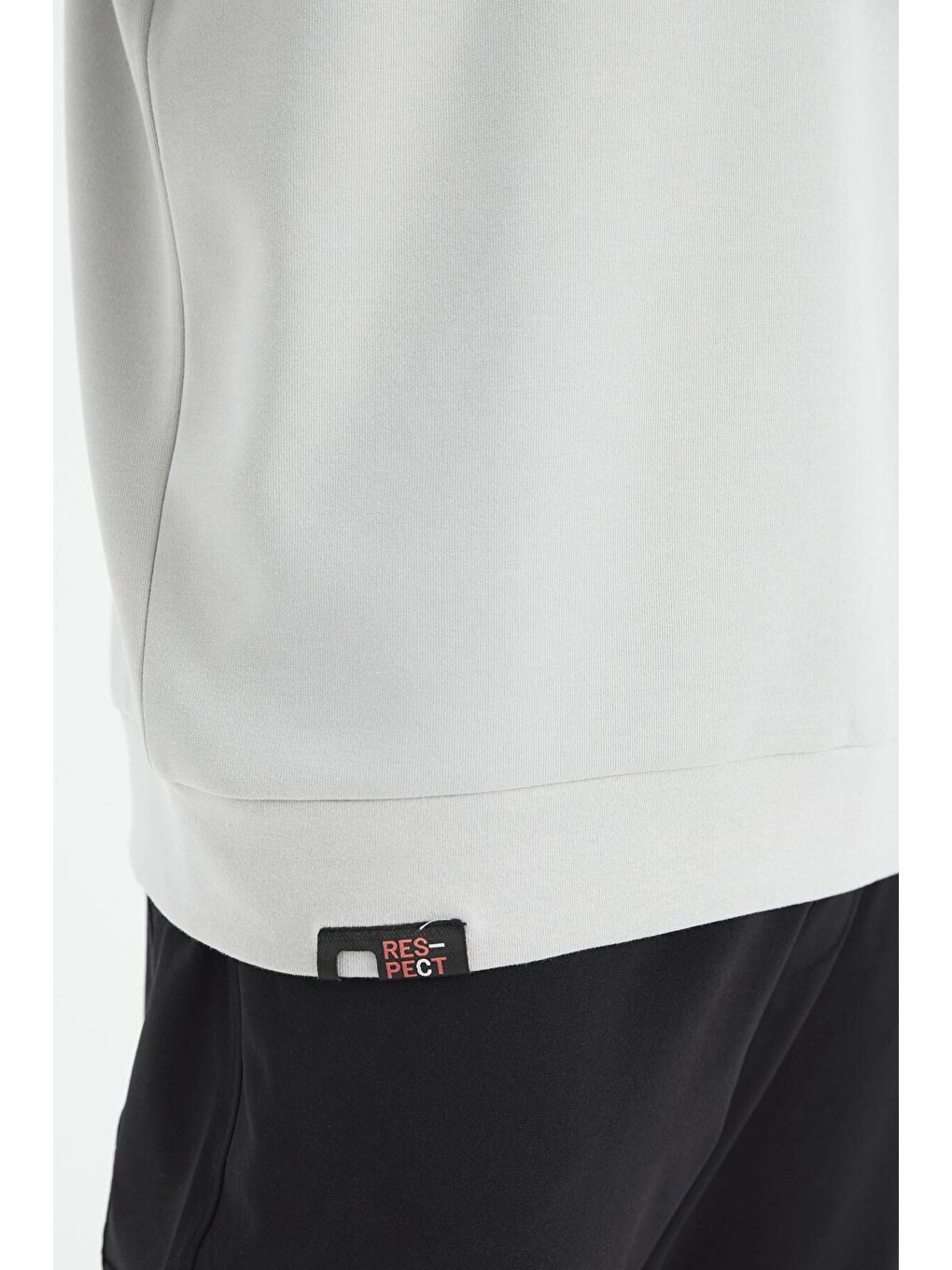 Bej Taş Bisiklet Yaka Omuz Şerit Detaylı Rahat Kalıp Erkek Sweatshirt - 88297-4