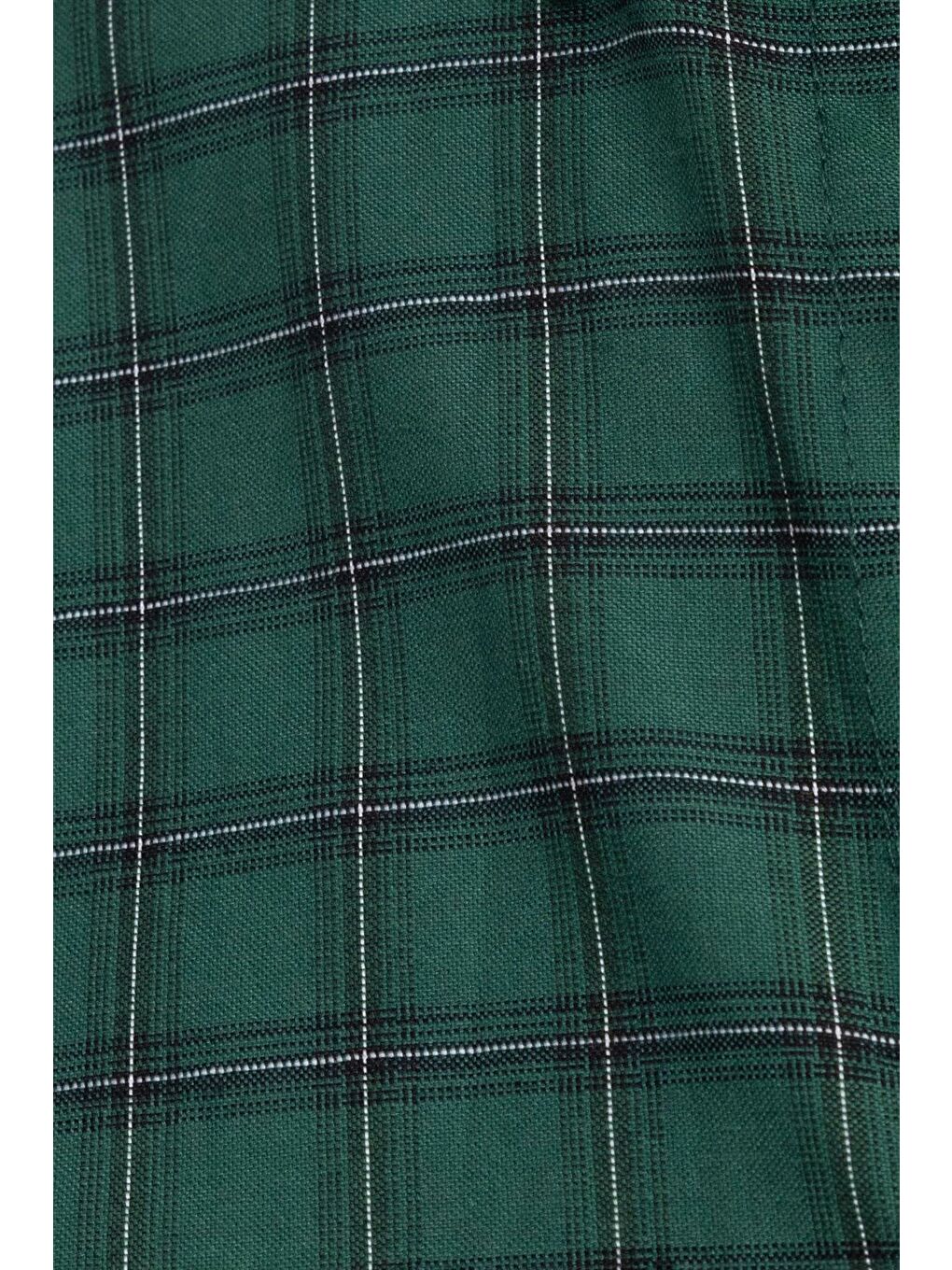 Erkek Regular Fit Klasik Kesim Ekoseli Biyeli Yaka Düğmeli Yeşil Gömlek-4