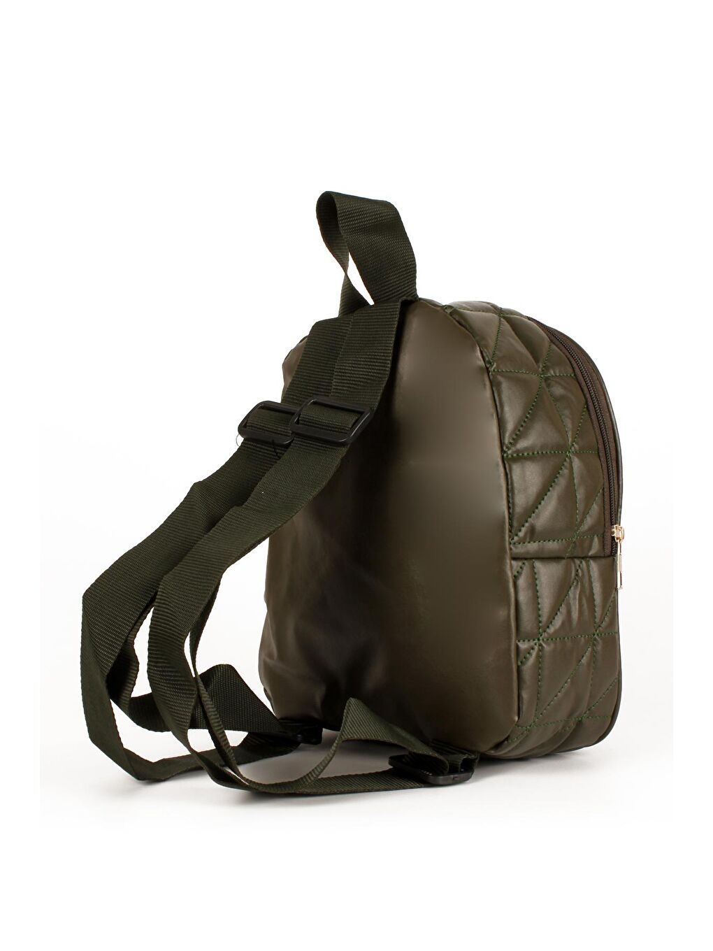 Haki Kadın Kapitoneli Çift Cepli Yazı Detaylı Sırt Çantası (10642)-1