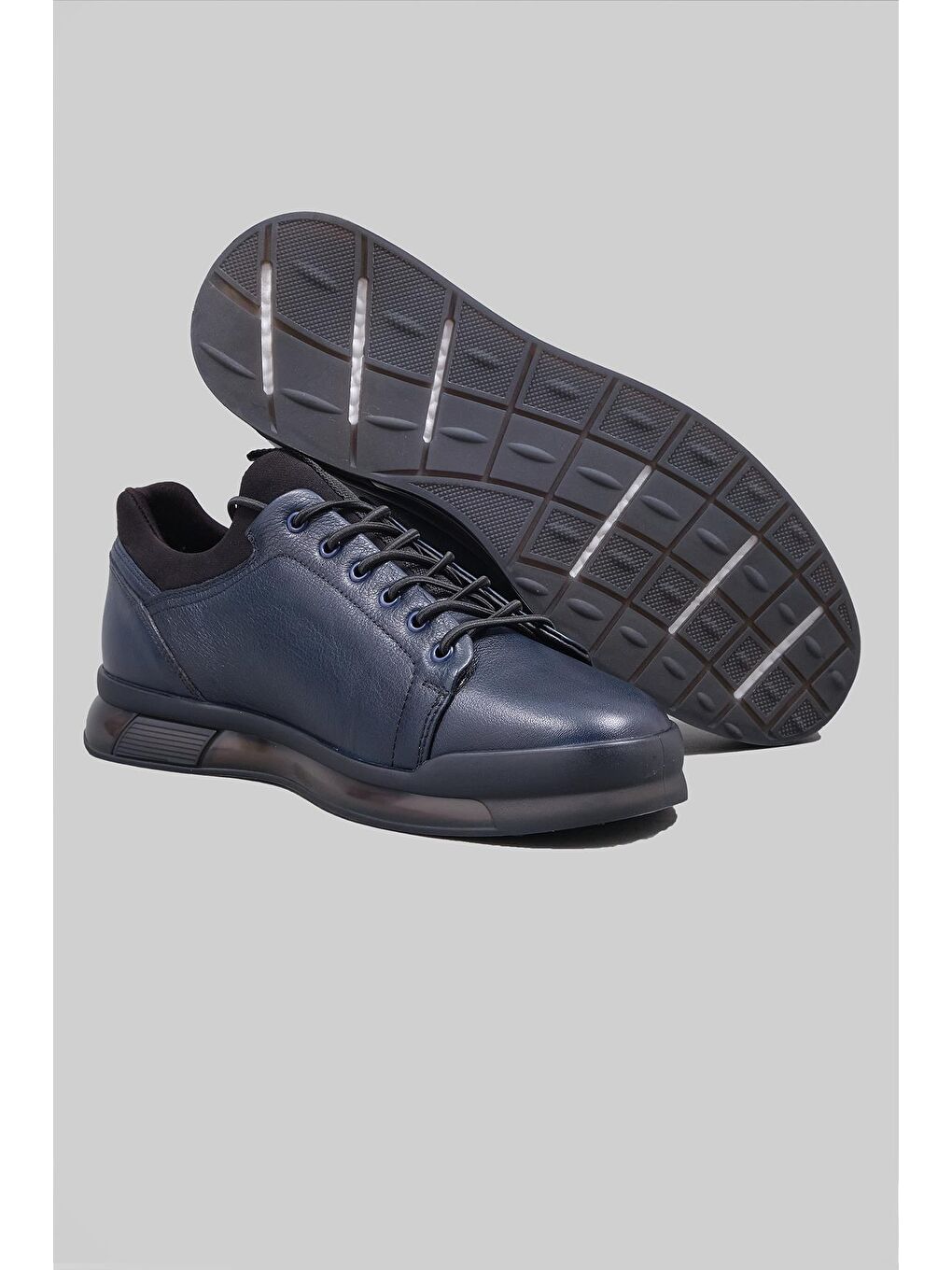 Lacivert Rivers Hakiki Deri Bağcıklı Sneaker Erkek-4