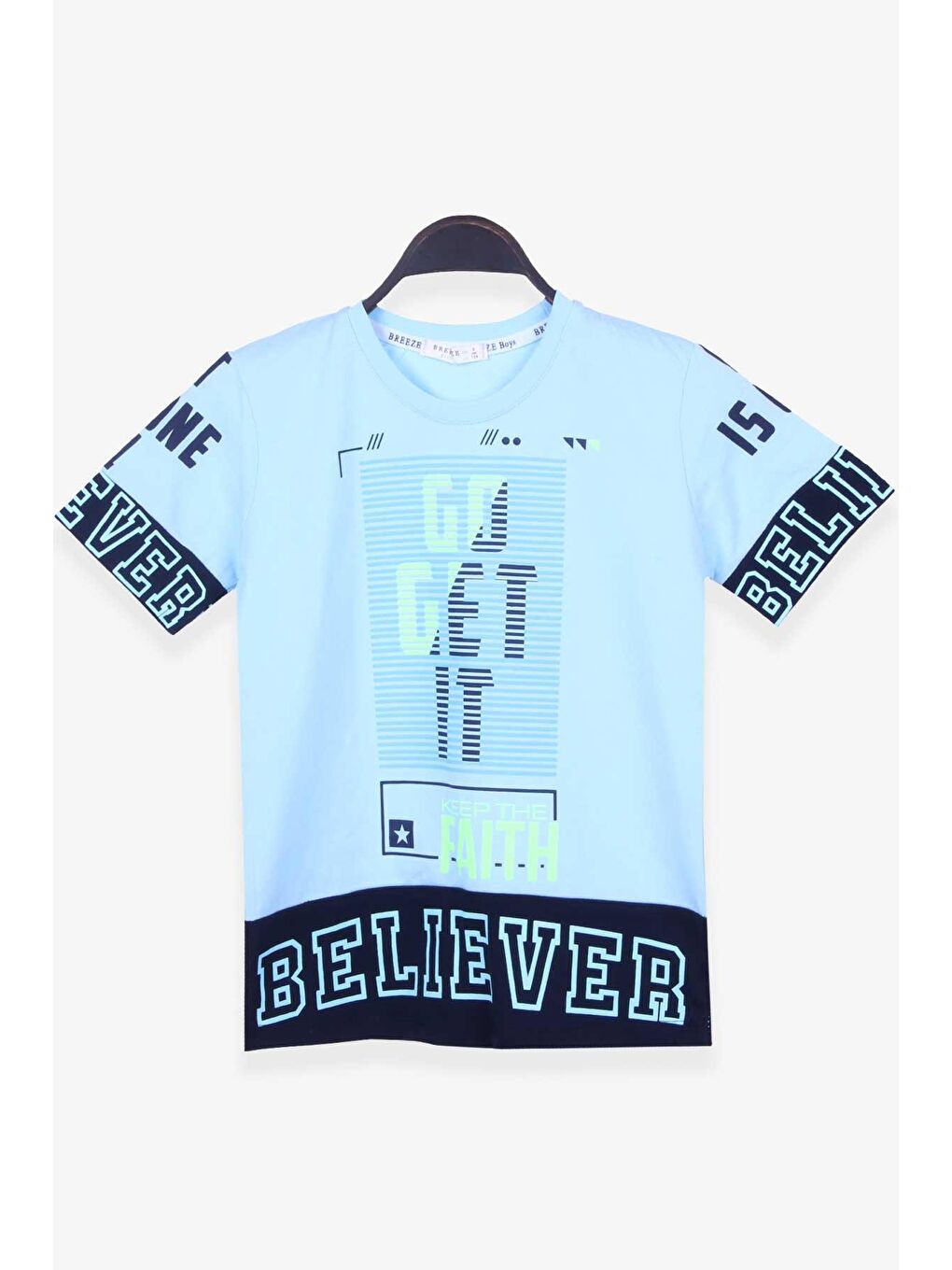 Erkek Çocuk Tişört Baskılı Açık Mavi (11 Yaş)