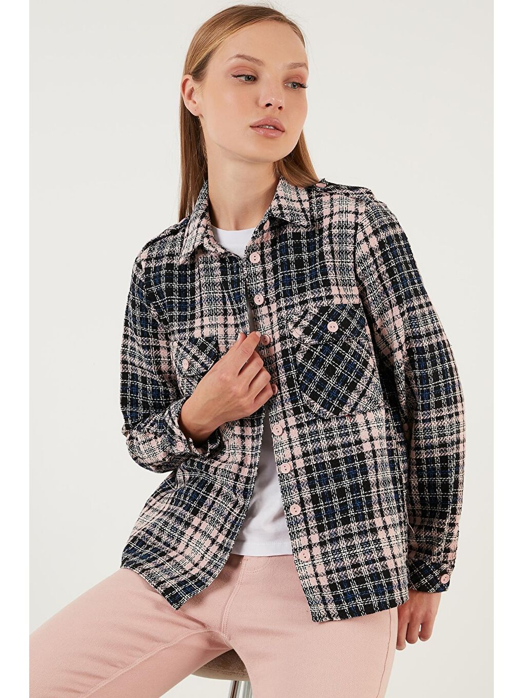 Pembe Dar Kesim Cepli Tüvit Gömlek 6054993