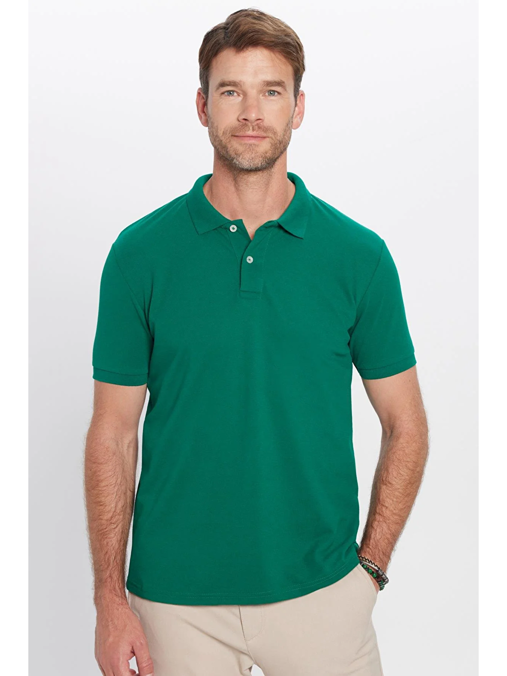 Karışık Erkek 5'li Paket Haki-Su Yeşili-Koyu Yeşil-Yeşil-Çağla Slim Fit Pamuklu Düz Pike Polo Yaka Tişört-2