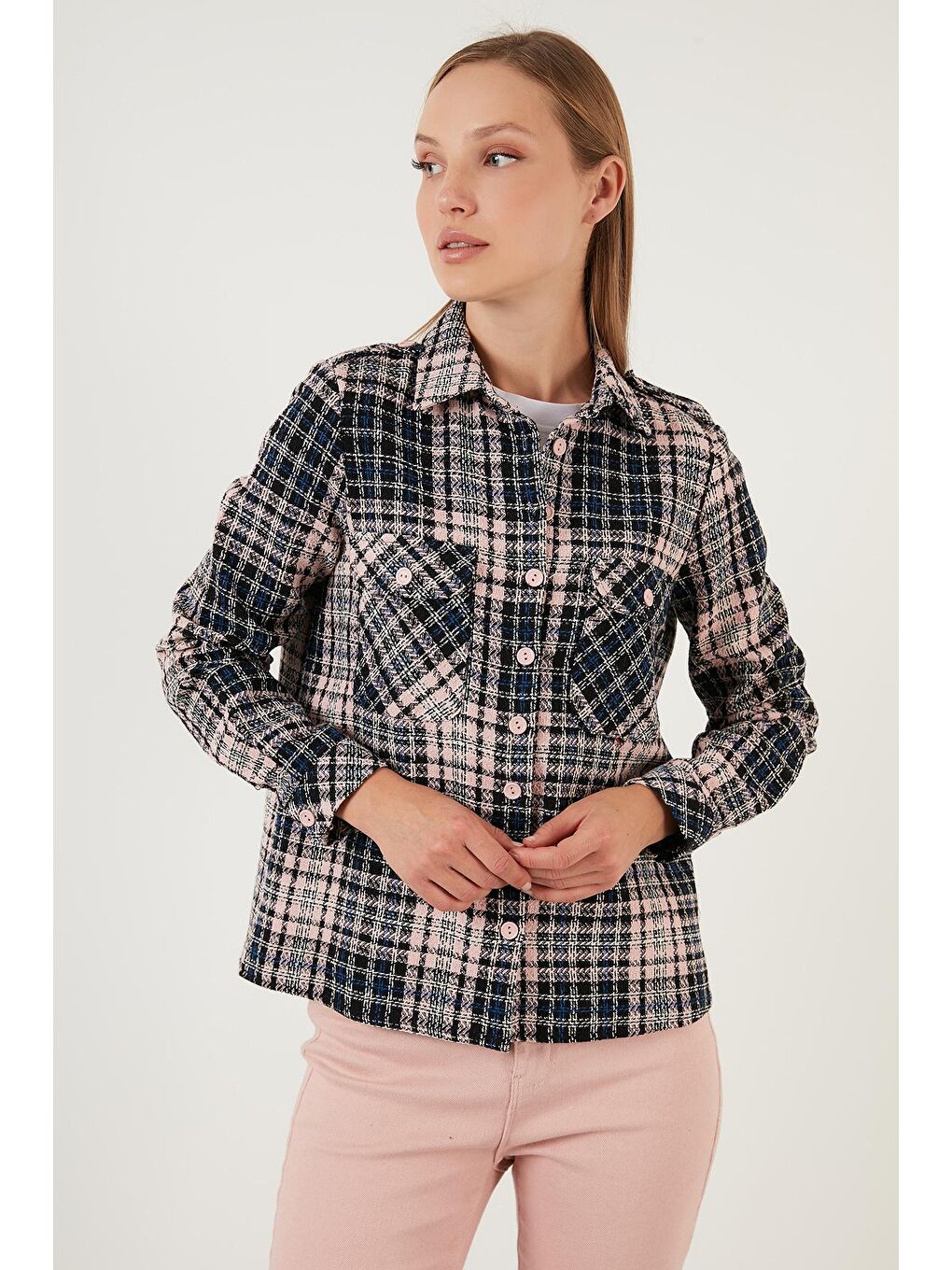 Pembe Dar Kesim Cepli Tüvit Gömlek 6054993-1