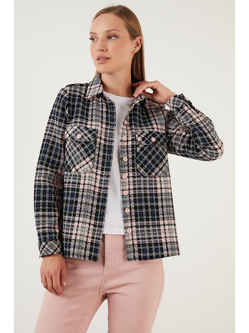 Pembe Dar Kesim Cepli Tüvit Gömlek 6054993-2