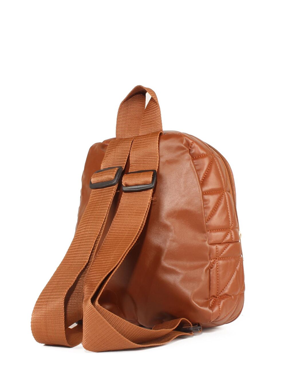 Kahverengi Kadın Kapitoneli Çift Cepli Yazı Detaylı Sırt Çantası (10642)-2