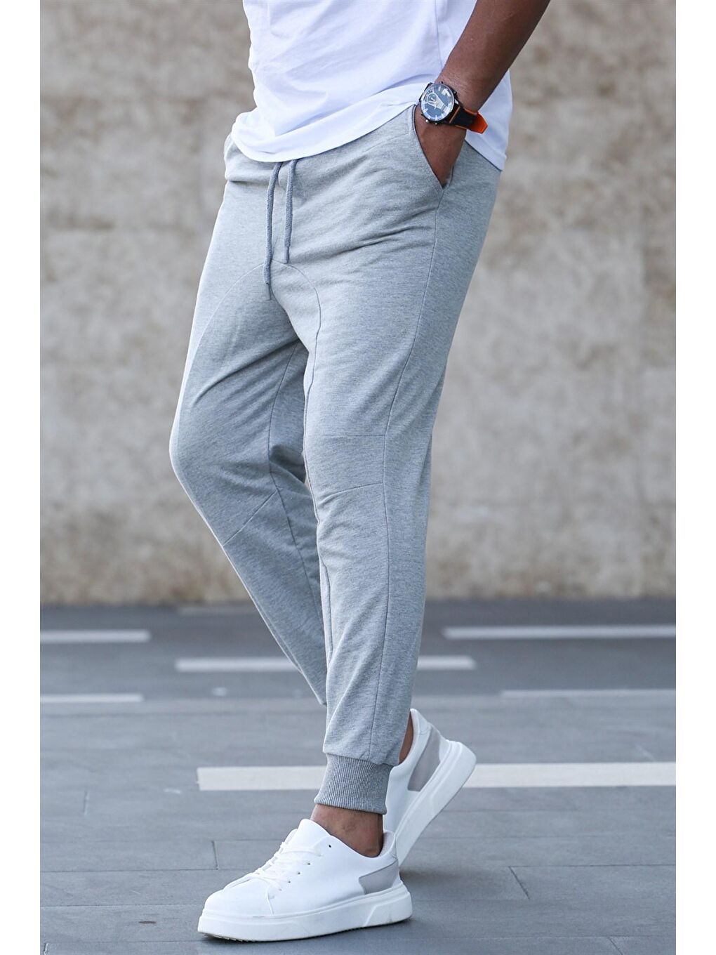 Gri Paçası Lastikli Erkek Eşofman 4800-1