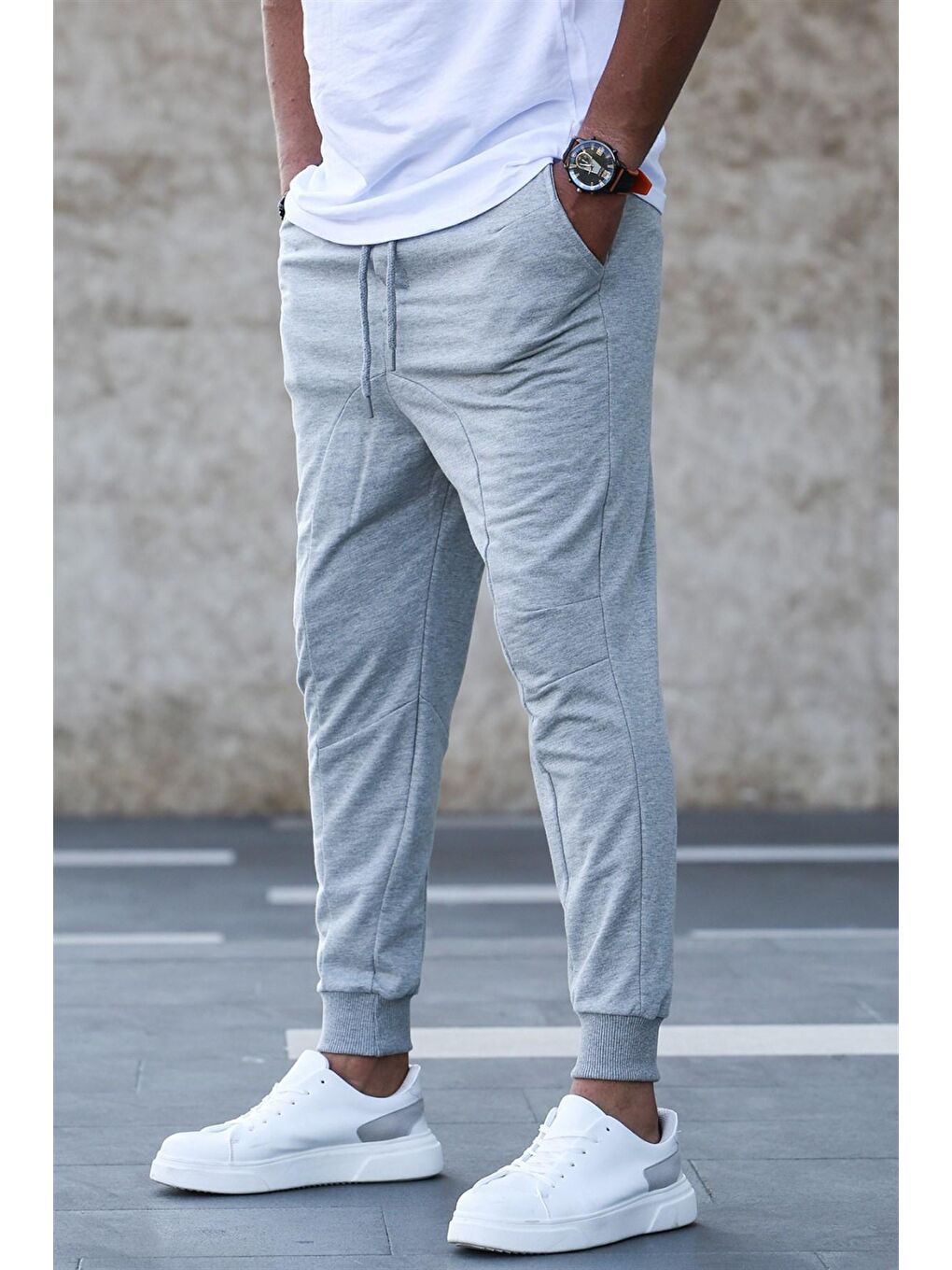 Gri Paçası Lastikli Erkek Eşofman 4800-2