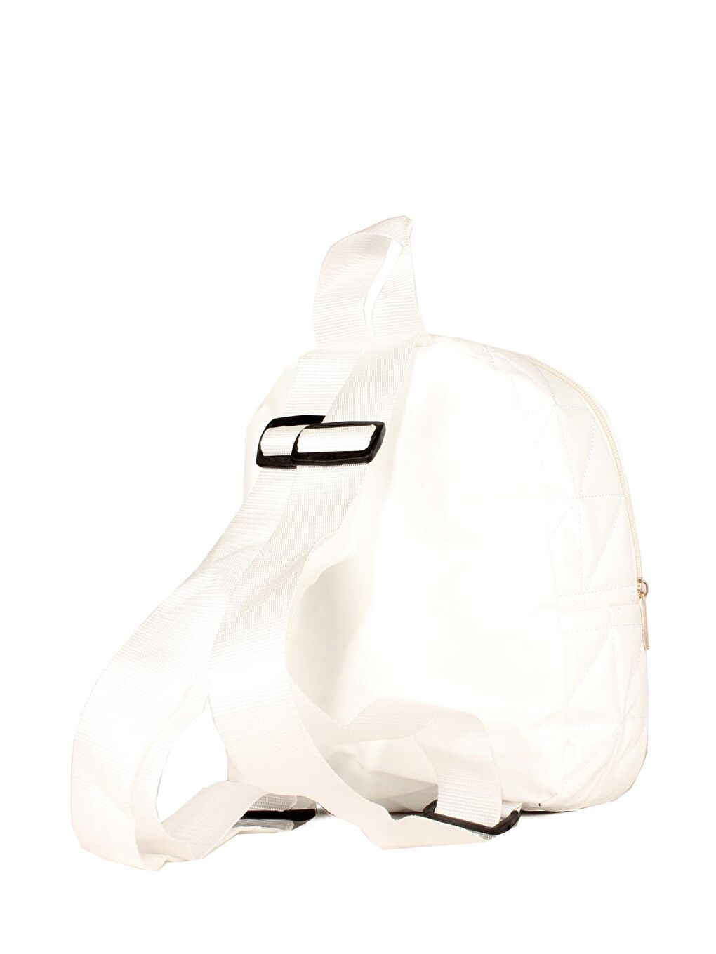 Beyaz Kadın Kapitoneli Çift Cepli Yazı Detaylı Sırt Çantası (10642)-2