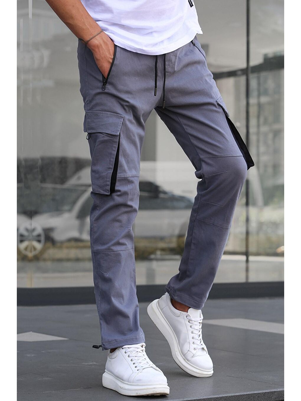 Gri Füme Kargo Cep Jogger Pantolon 5791