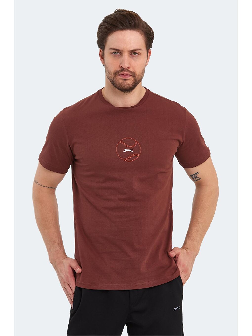 SLAZENGER Koyu Kahve PASSAGE Erkek T-Shirt Koyu Kahve