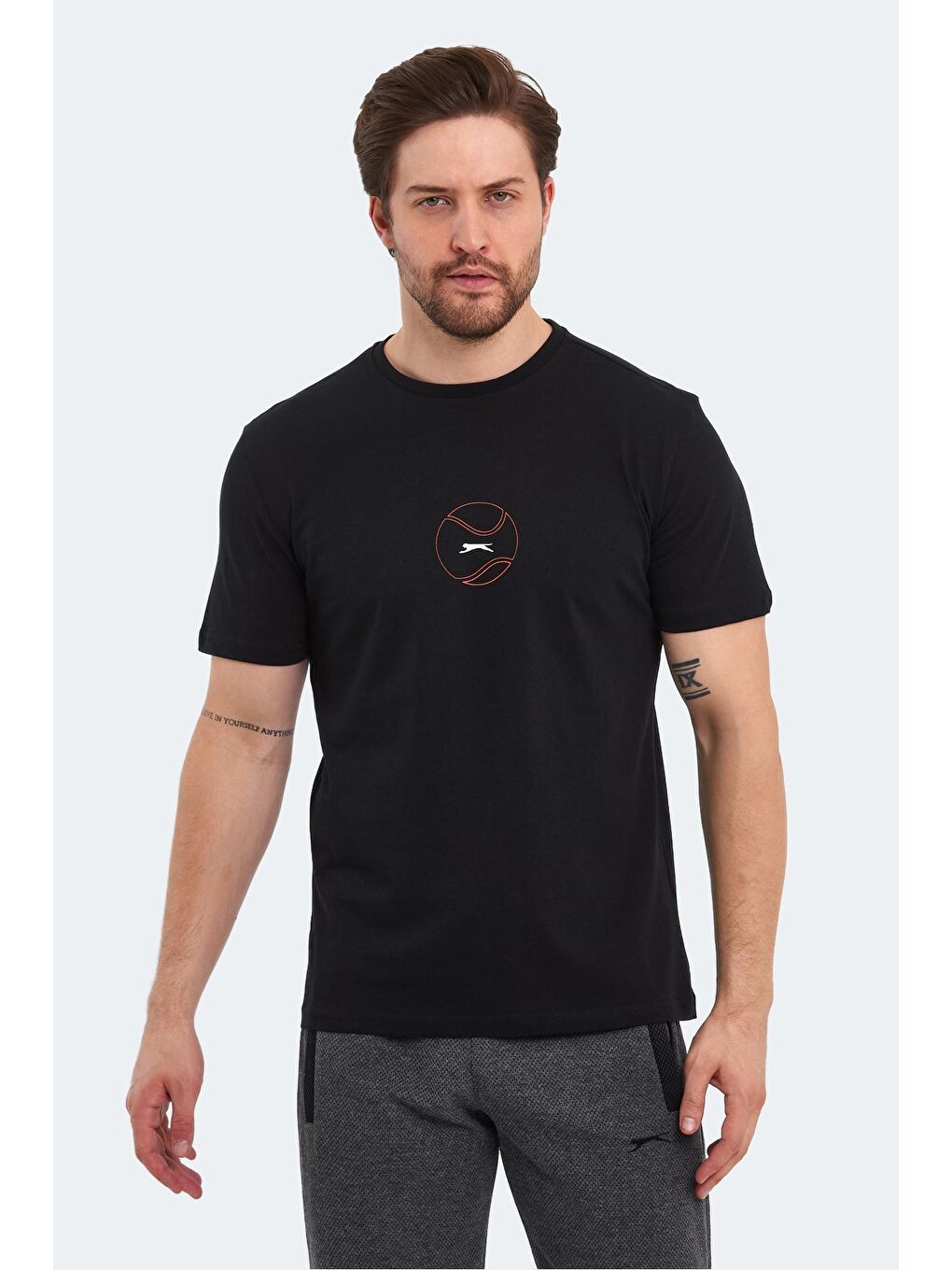 SLAZENGER Siyah PASSAGE Erkek T-Shirt Siyah