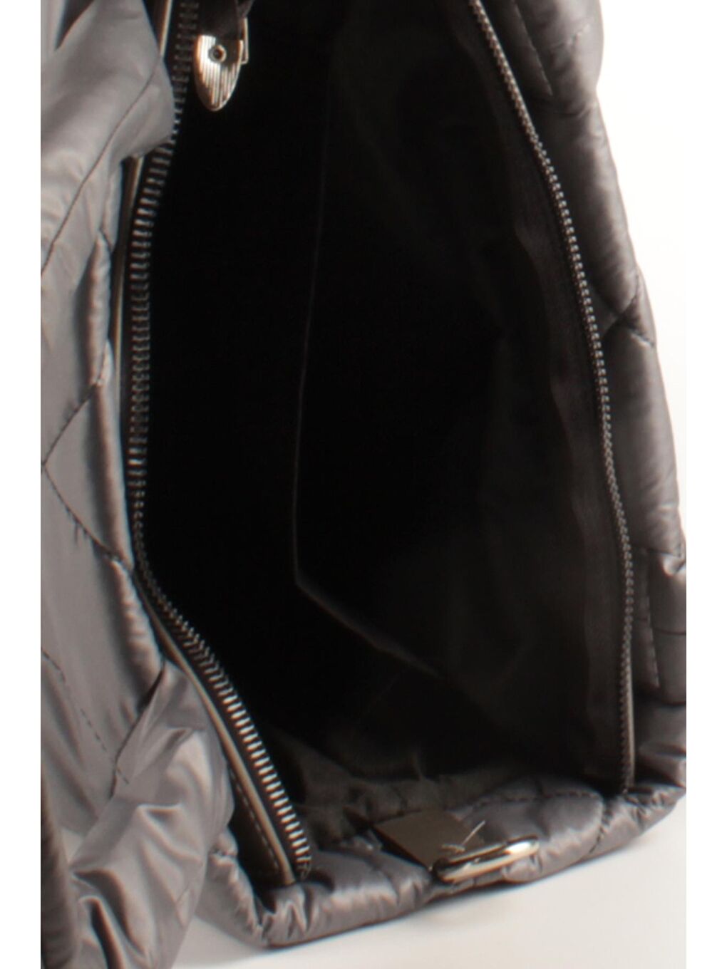 Gri Kadın Kapitoneli Paraşüt Kumaş Çapraz Askılı Şişme Puf El ve Omuz Çantası (10757)-3