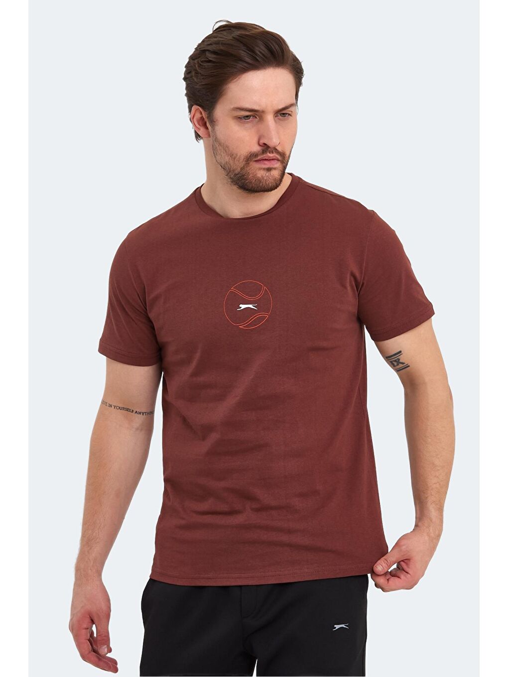 SLAZENGER Koyu Kahve PASSAGE Erkek T-Shirt Koyu Kahve - 4