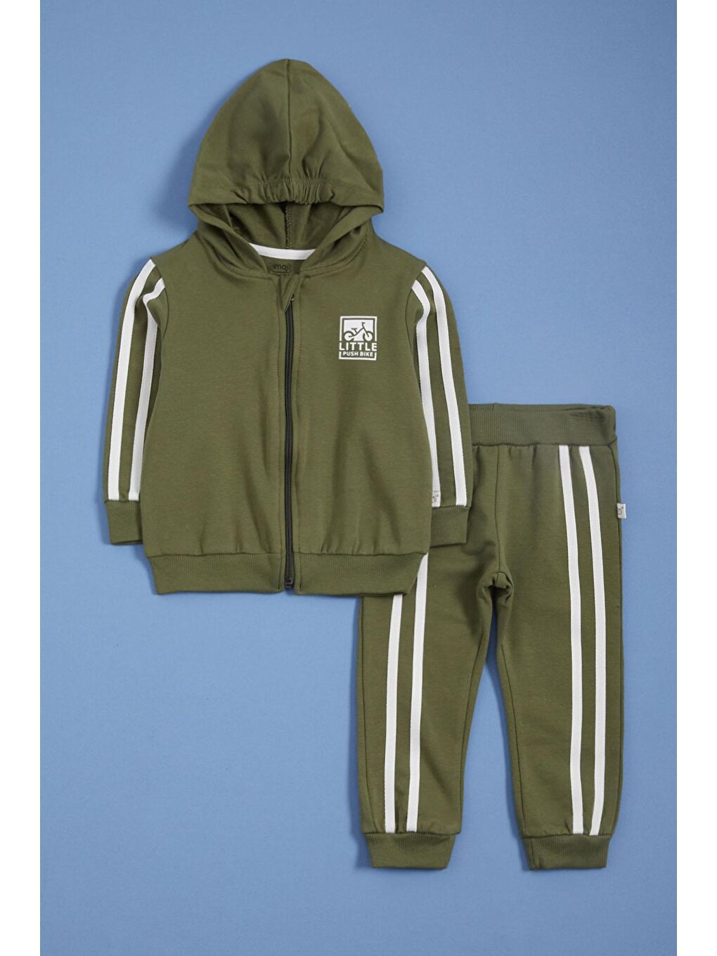 Yeşil Kapüşonlu Hırkalı Fermuarlı Erkek Bebek Takımı 16146