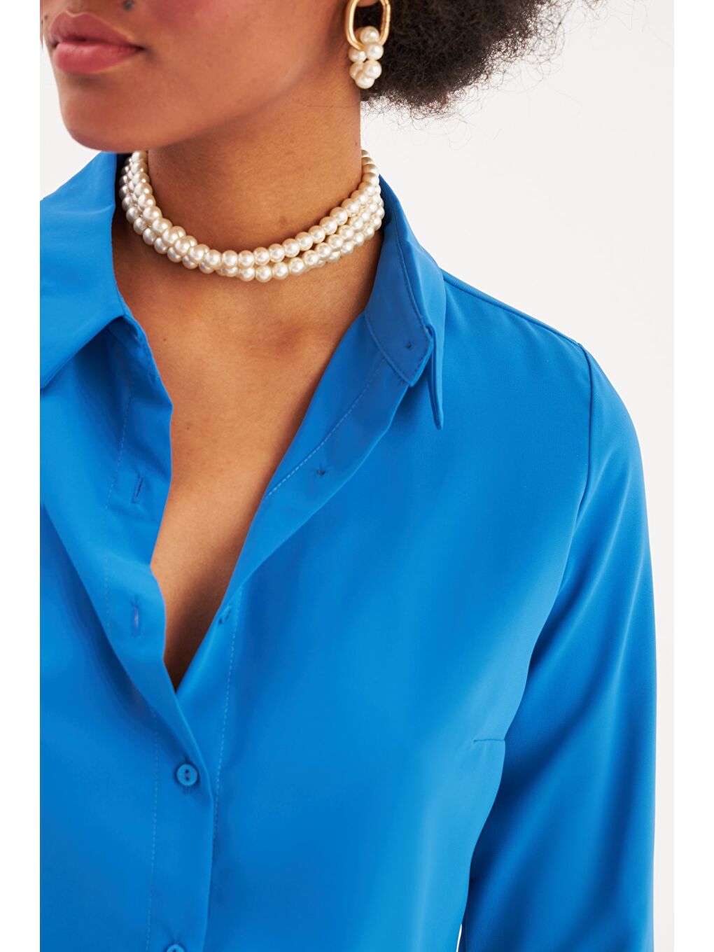 Düz Klasik Gömlek - Sax Mavi-5