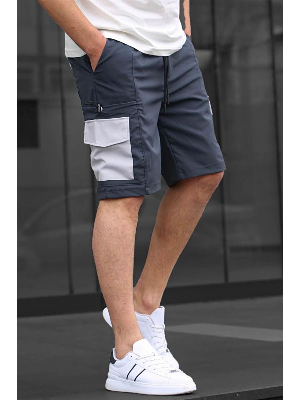 Gri Füme Kargo Cep Erkek  Kapri Şort 6502