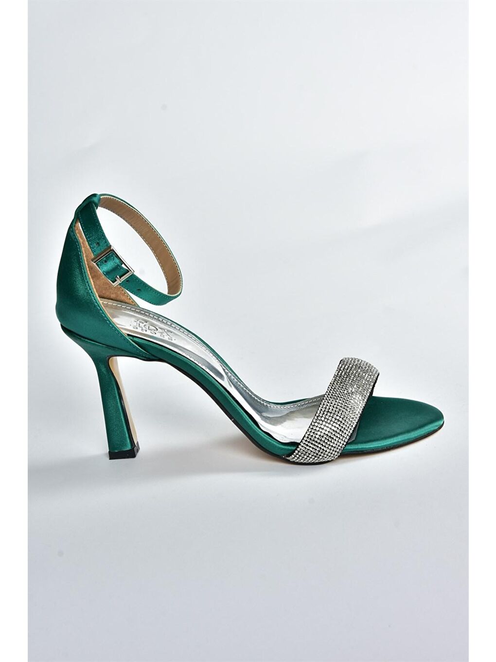 Yeşil Saten Kumaş Kadın Abiye Ayakkabı M572160704-4