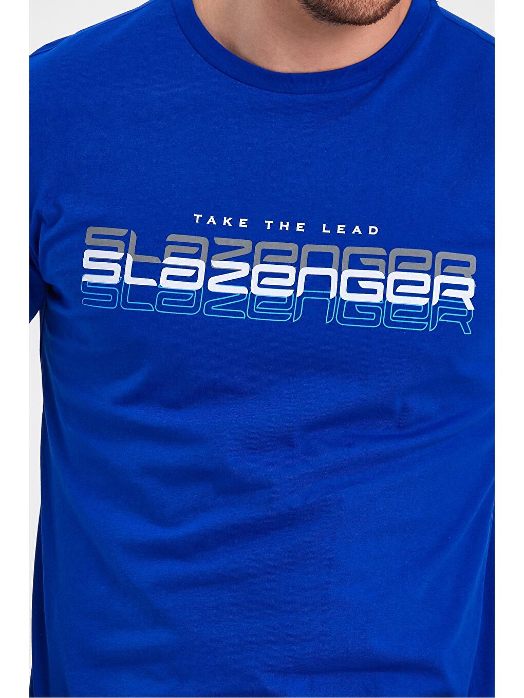 SLAZENGER Saks PALLU Erkek T-Shirt Saks Mavi - 4