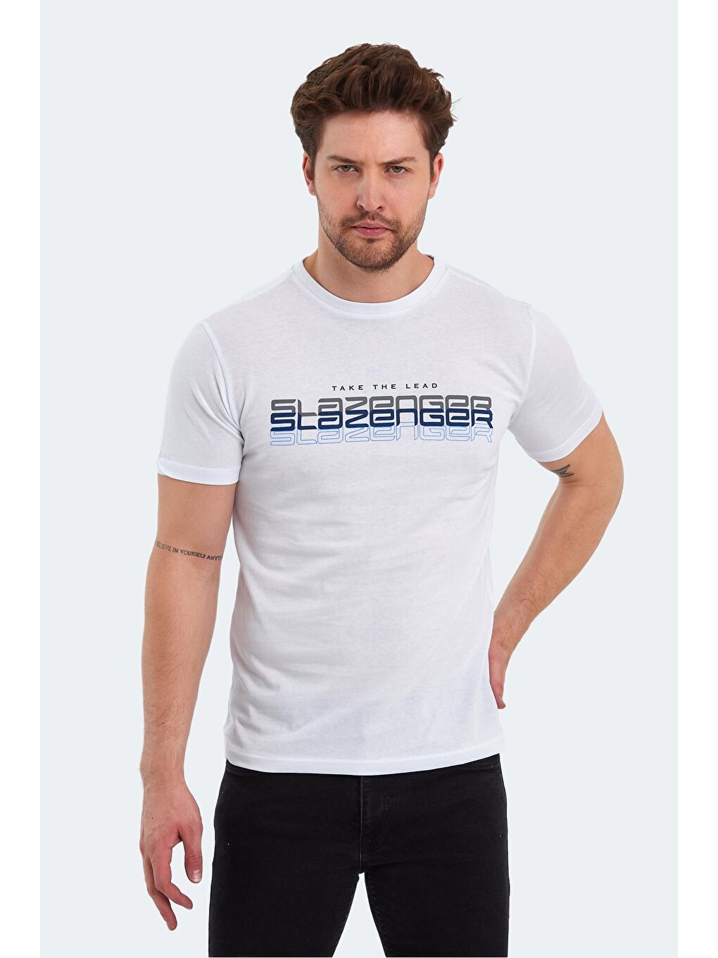 SLAZENGER Beyaz PALLU Erkek T-Shirt Beyaz