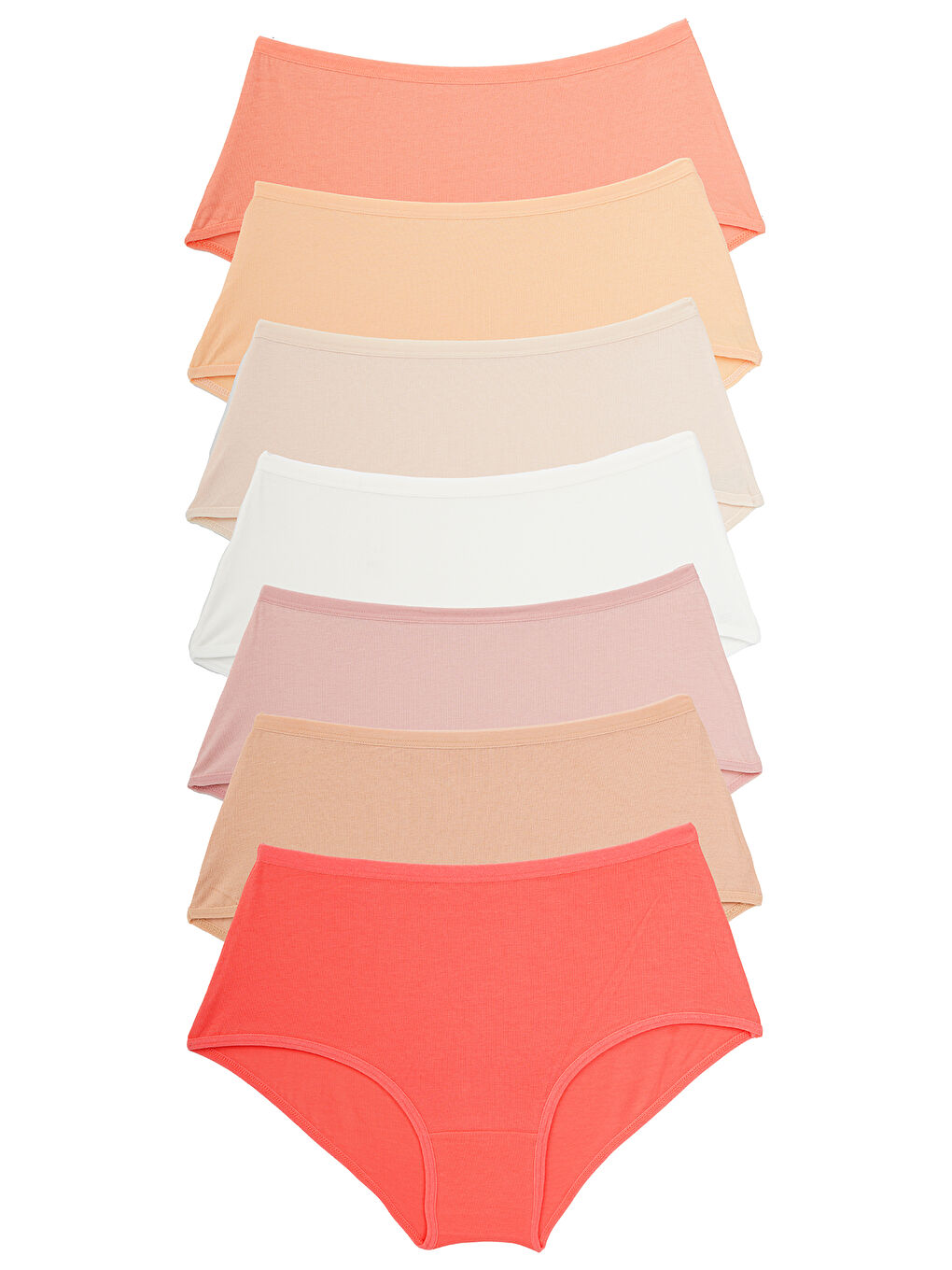 Bej Kadın Külot Yüksek Bel 7'li Paket Elastanlı Vanilya