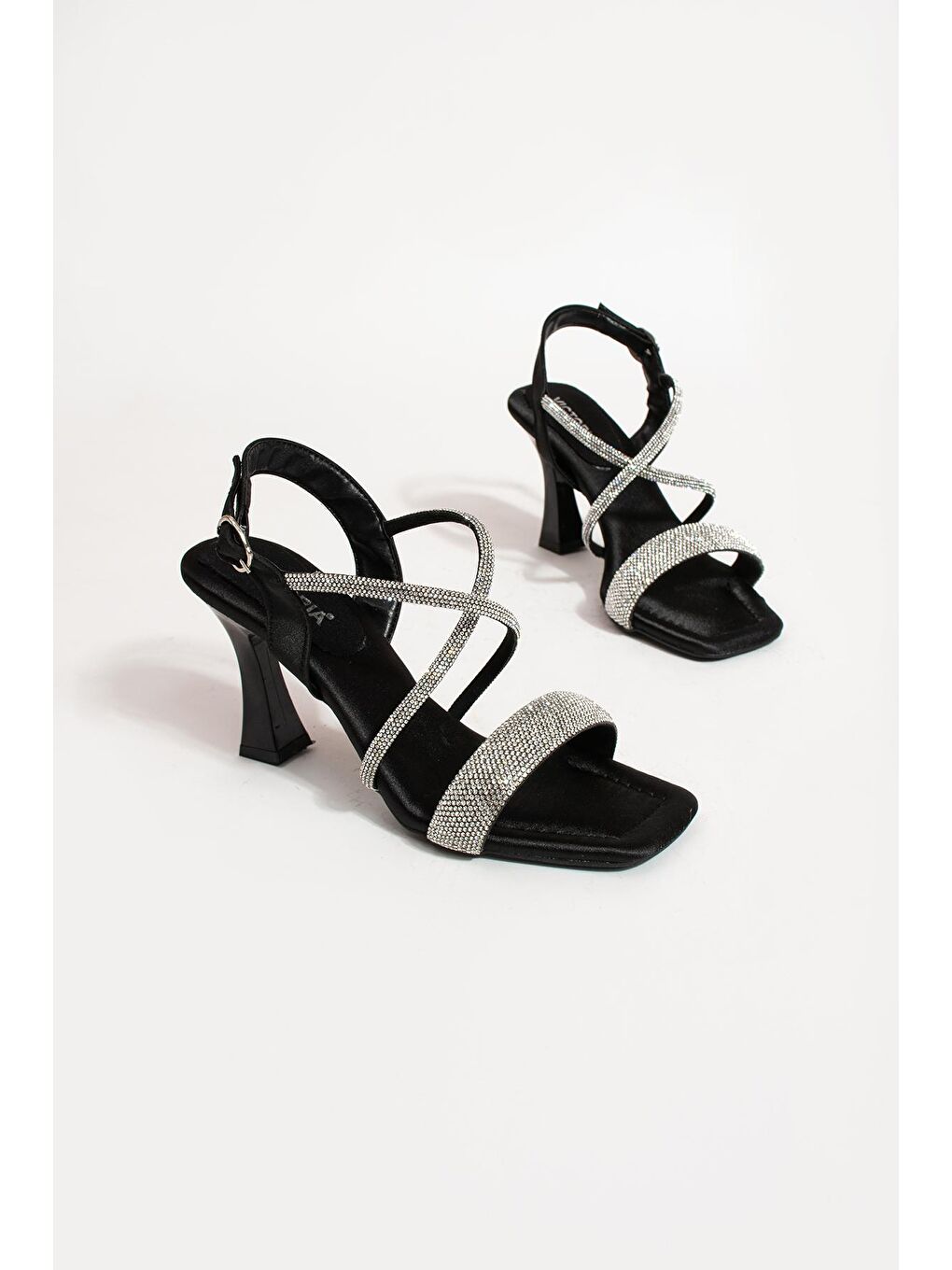 Siyah Taşlı Bantlı Kadın Abiye Ayakkabı 012-381-23-3