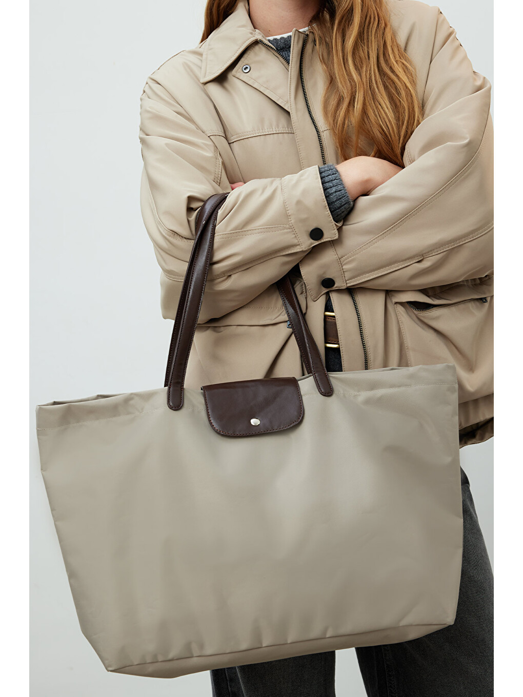 Bej Mari Large Shopper Çanta Kum-4