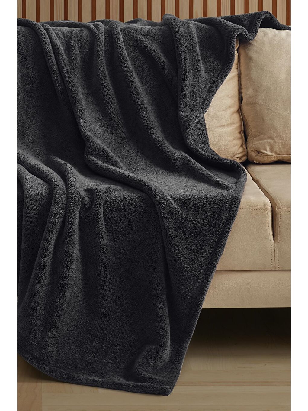 Antrasit Plush | Wellsoft Tv Battaniyesi 110x170 cm-2