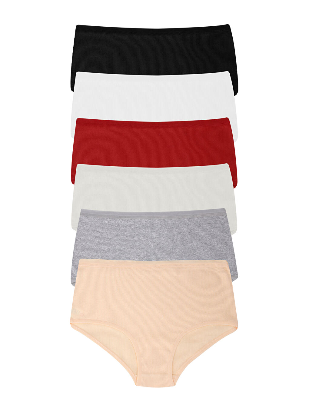 Karışık Yüksel Bel Ribana %100 Pamuk Kadın Külot 6'lı Paket