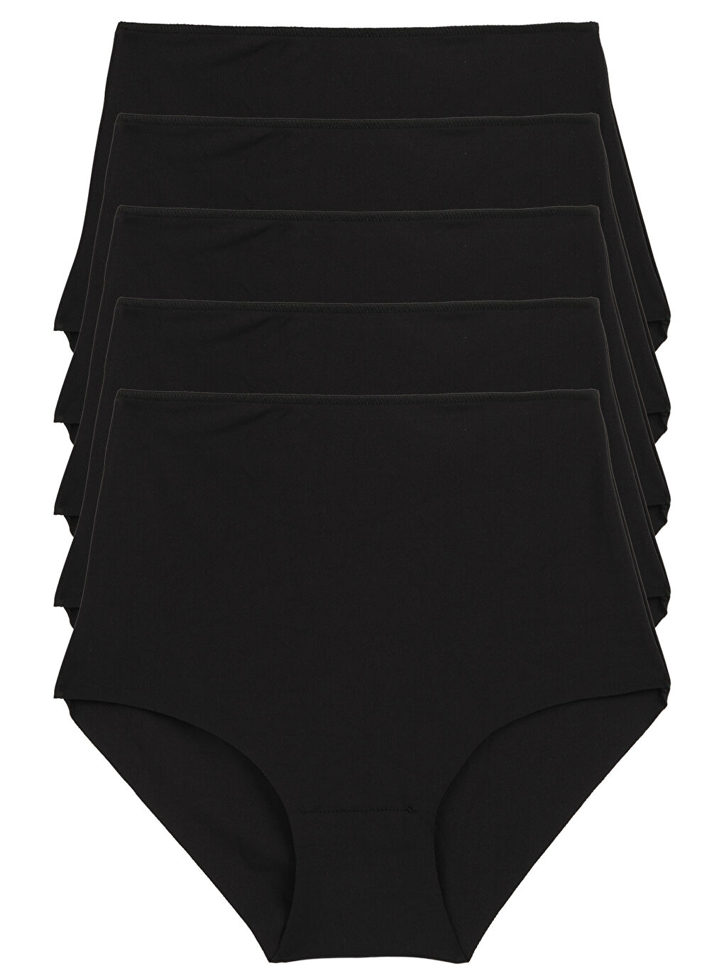 Siyah Kadın Külot Ekstra Yüksek Bel Lazer Kesim Esnek Iz Yapmayan 5 li Paket Polyester SİYAH