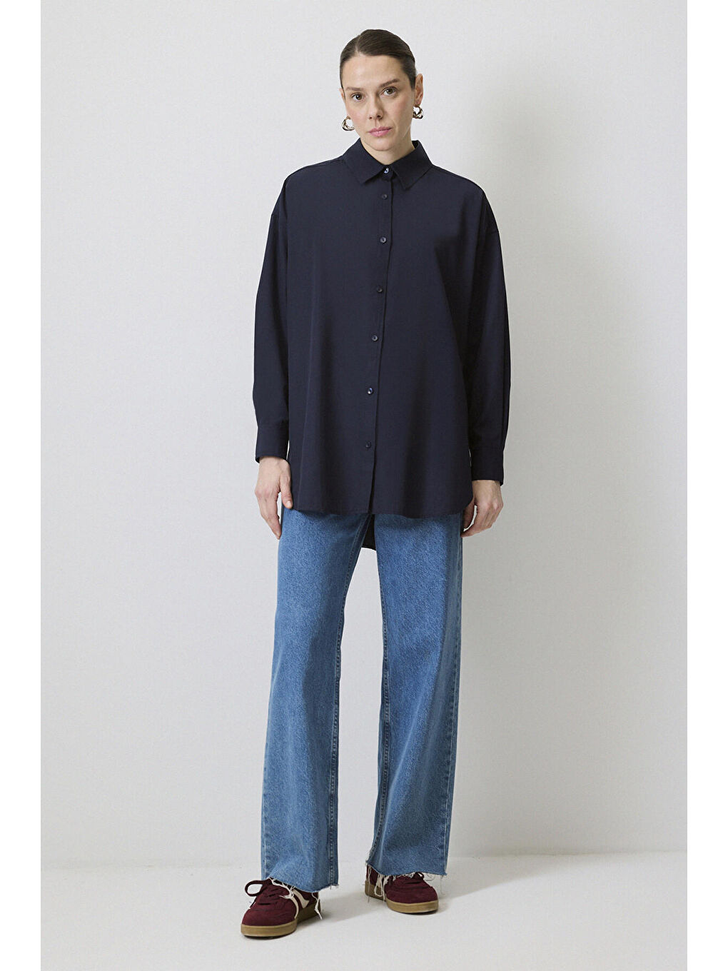 Touche Prive Lacivert Relax Fit Poplin Gömlek
