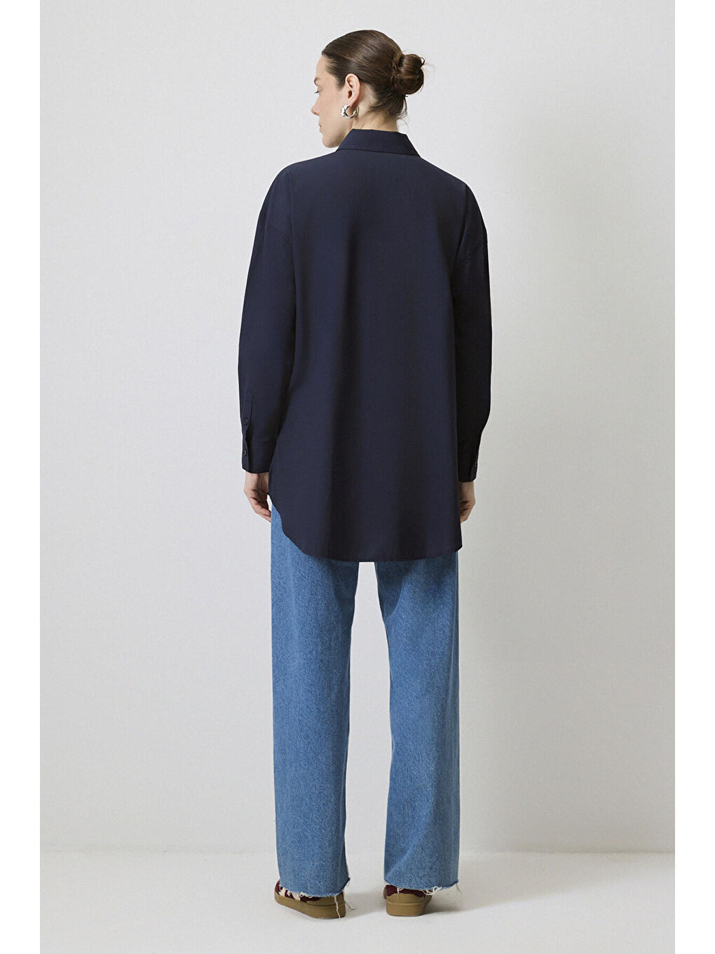 Touche Prive Lacivert Relax Fit Poplin Gömlek - 3