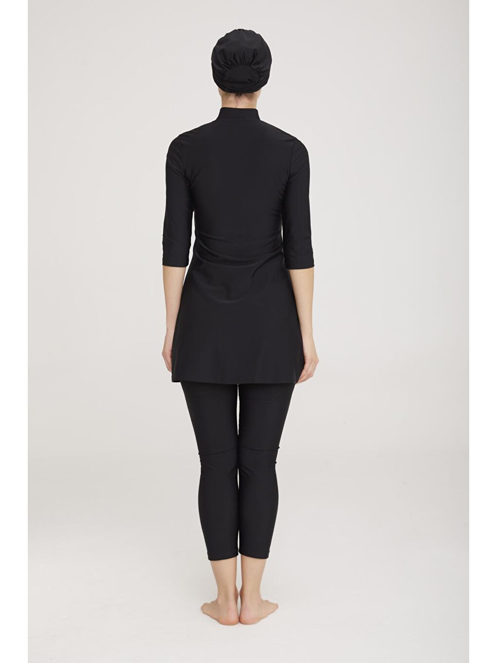 Truvakar Kol Kaprili Yarı Kapalı Tesettür Mayo Anda 3400 Siyah-4