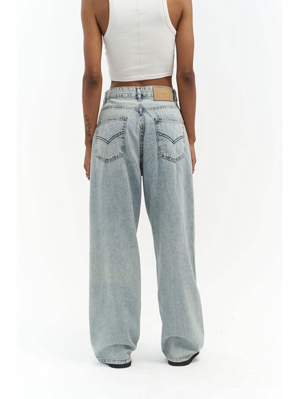 Maude Yeşil Şeritli Mavi Jean Pantolon-4