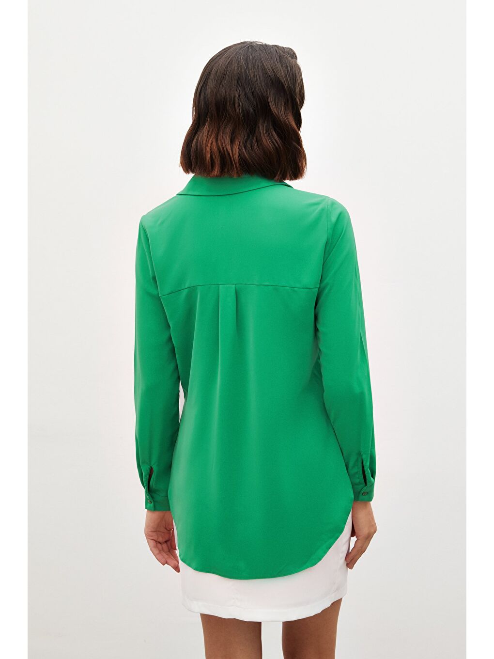 Düz Klasik Gömlek - Yeşil-7