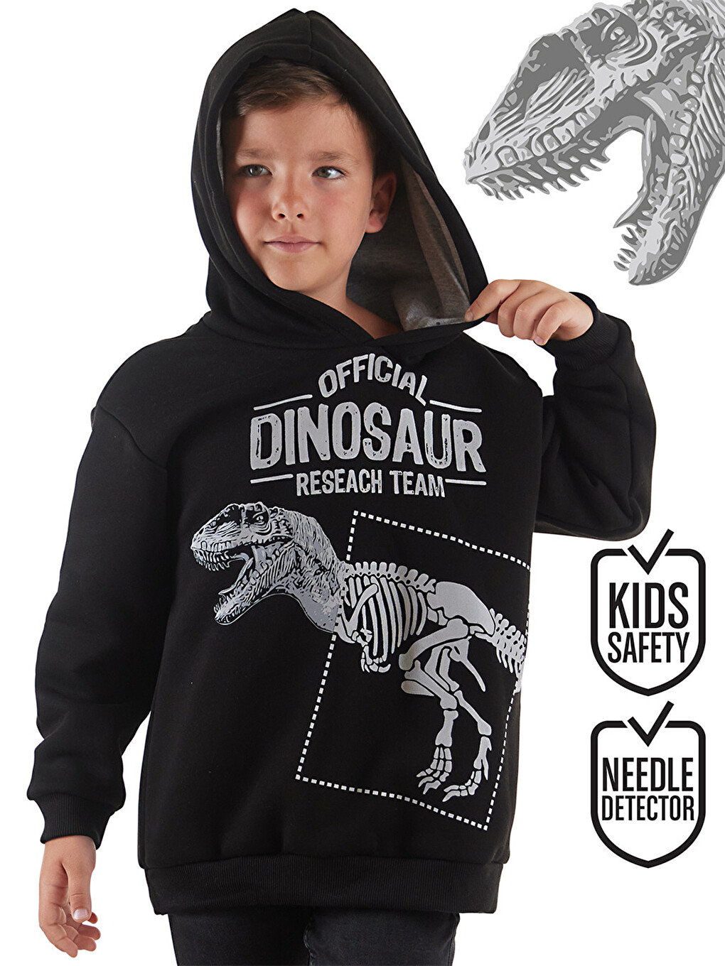 Siyah Dino Research Erkek Çocuk Sweatshirt