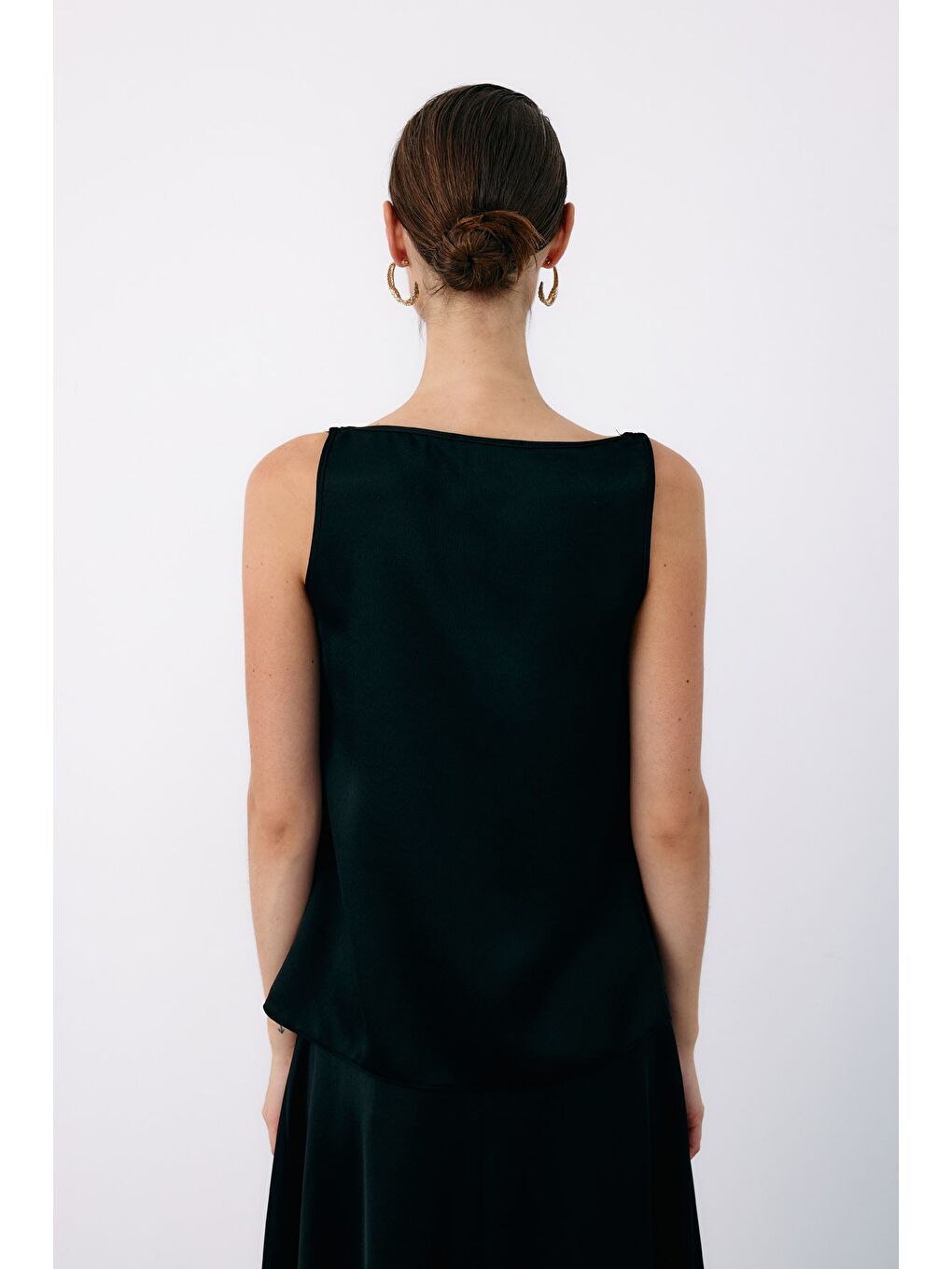 Omuz Aksesuarlı Salaş Bluz - Siyah-4