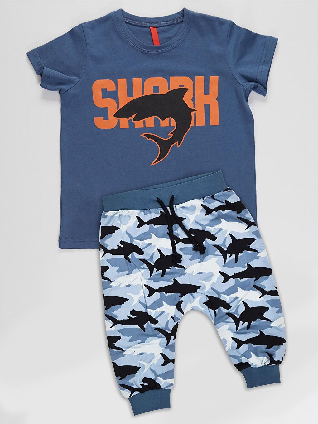 MSHB&G Karışık Shark Camo Erkek Çocuk T-shirt Kapri Şort Takım - 2