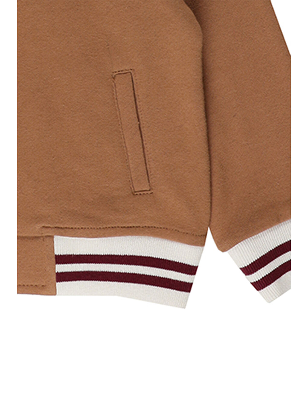 Kahverengi Kız Bebek Kapüşonlu Camel Örme Ceket-2