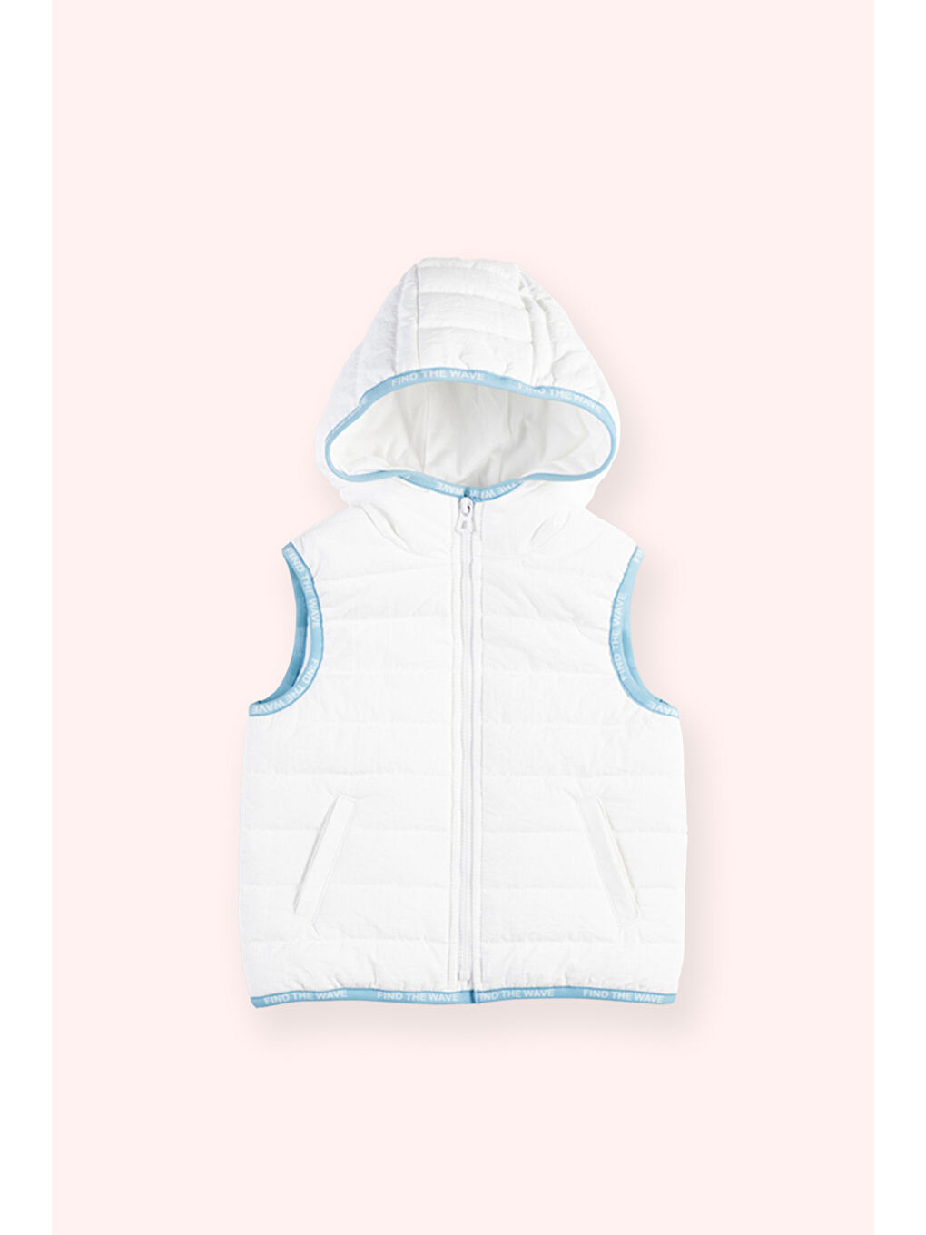 Erkek Bebek Kapüşonlu Micro Beyaz Yelek