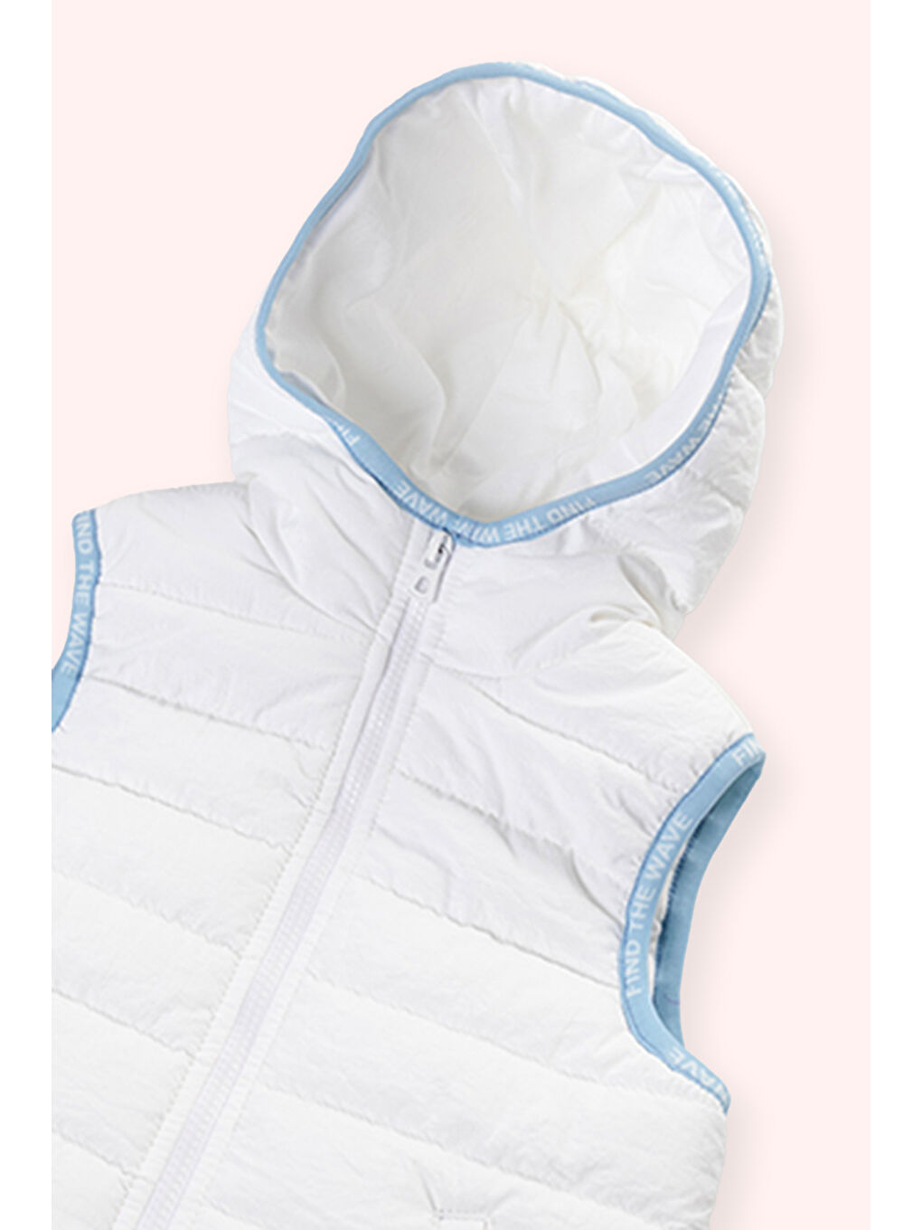 Erkek Bebek Kapüşonlu Micro Beyaz Yelek-2