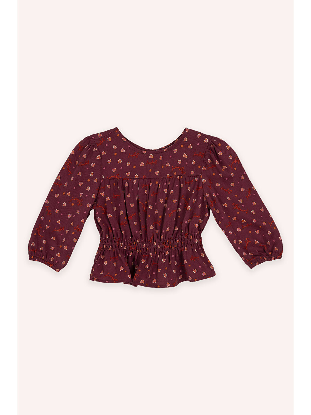 Kız Bebek Kalp Desenli Bordo Bluz