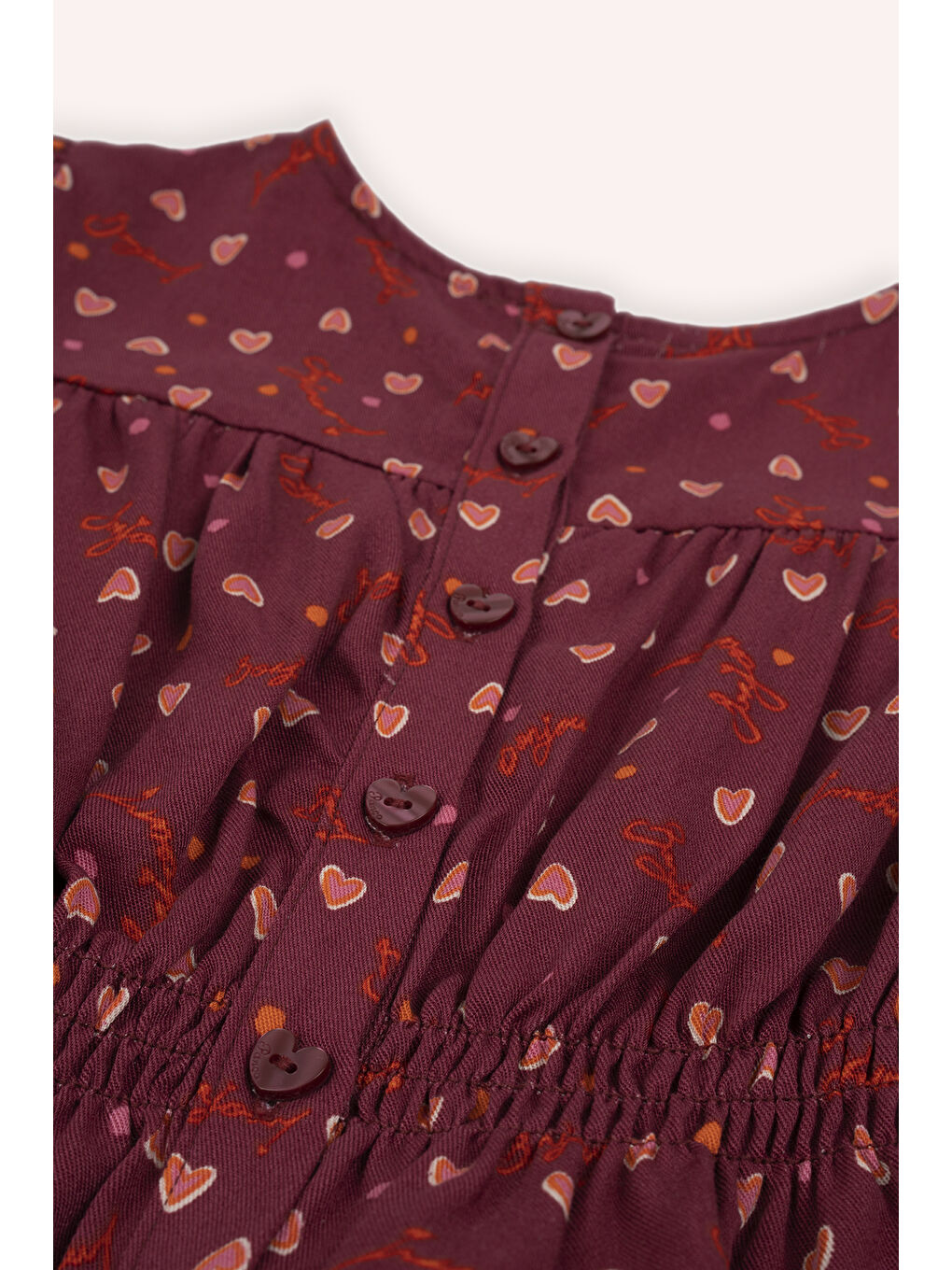 Kız Bebek Kalp Desenli Bordo Bluz-1