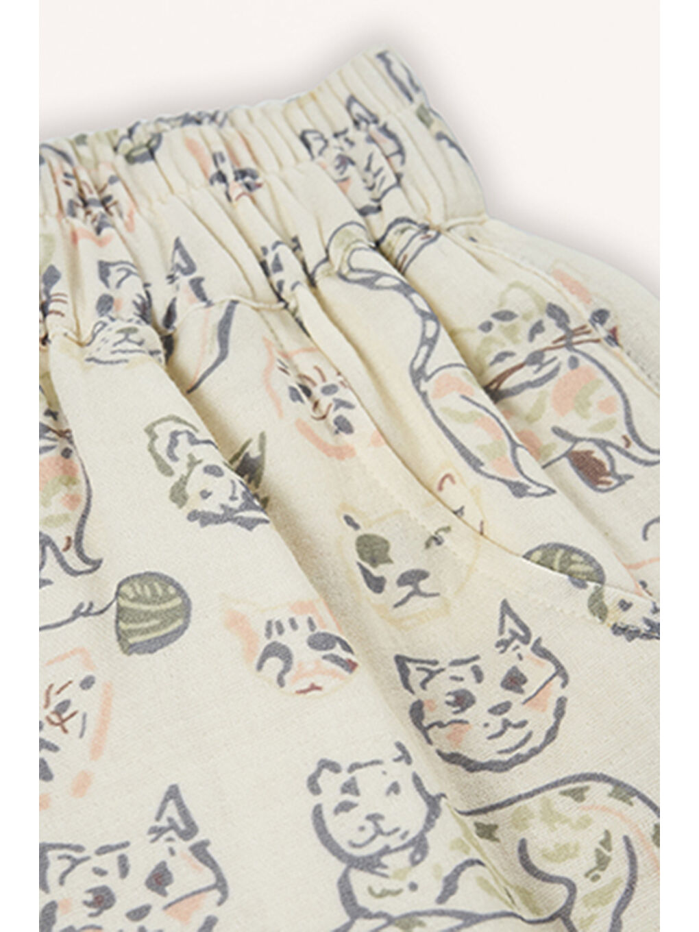 Kız Çocuk Kedi Desenli Ekru Şort Etek-4