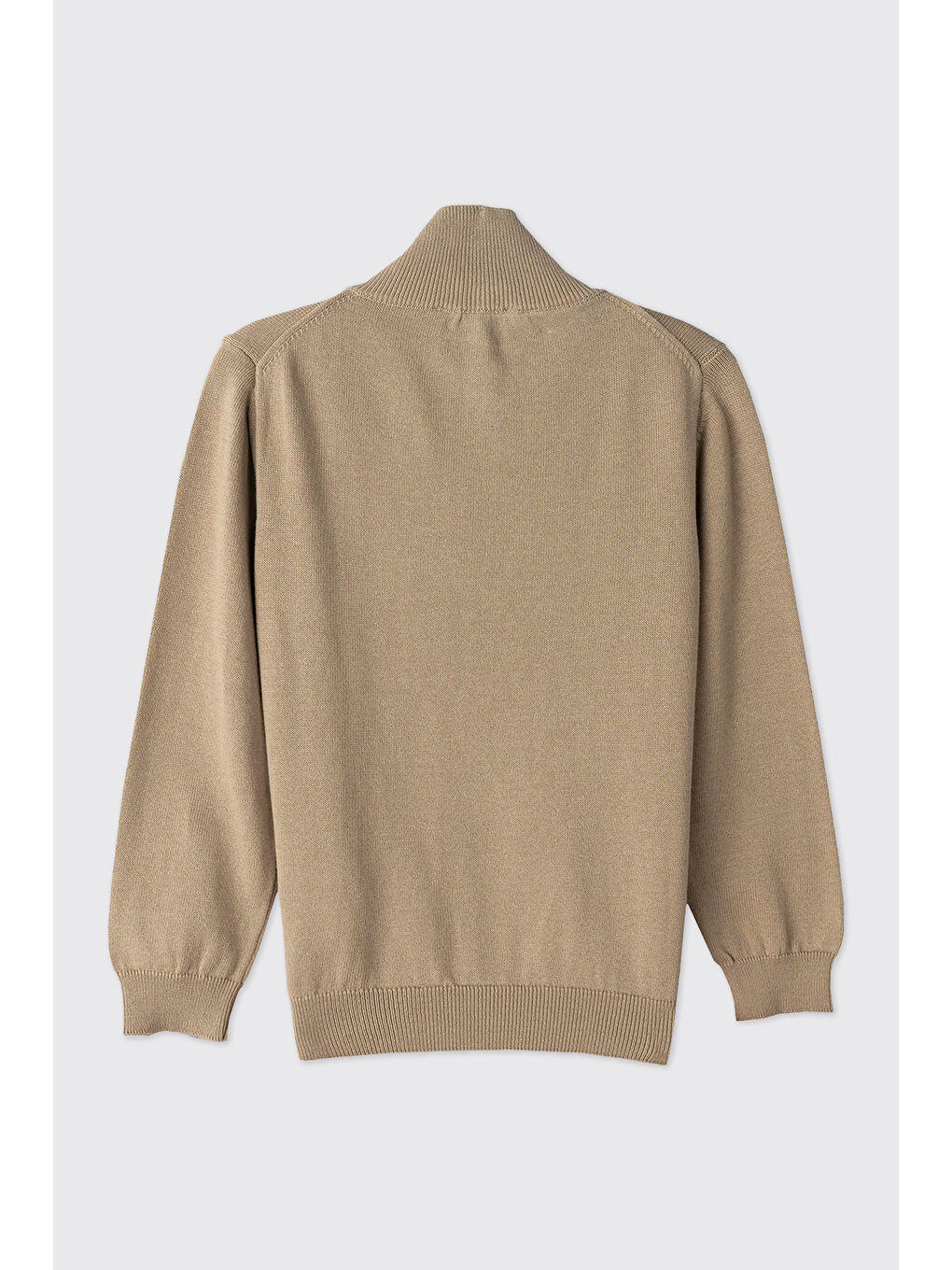 Erkek Çocuk Dik Yakalı Yarım Fermuarlı Bej Triko-4