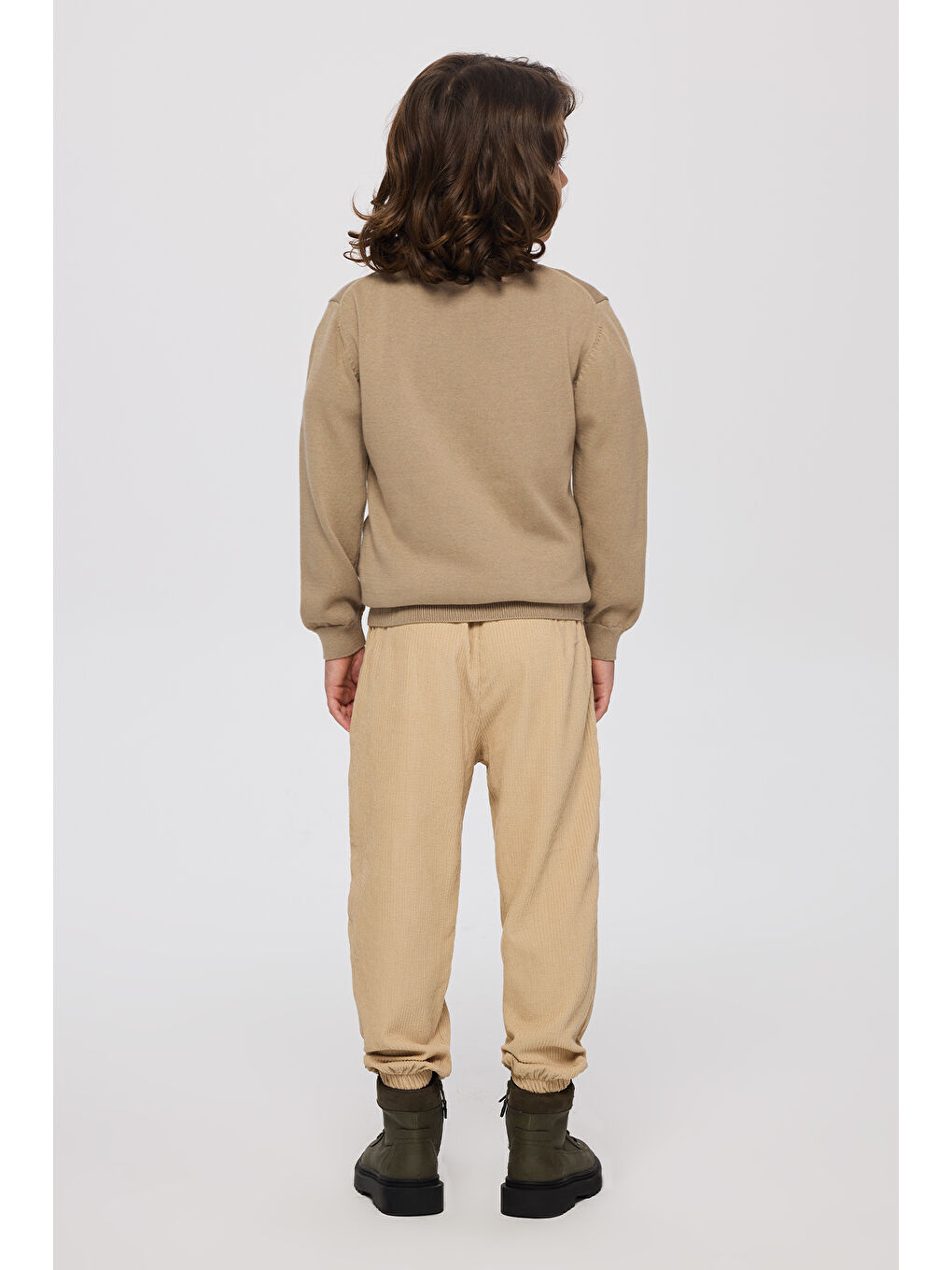 Erkek Çocuk Dik Yakalı Yarım Fermuarlı Bej Triko-6