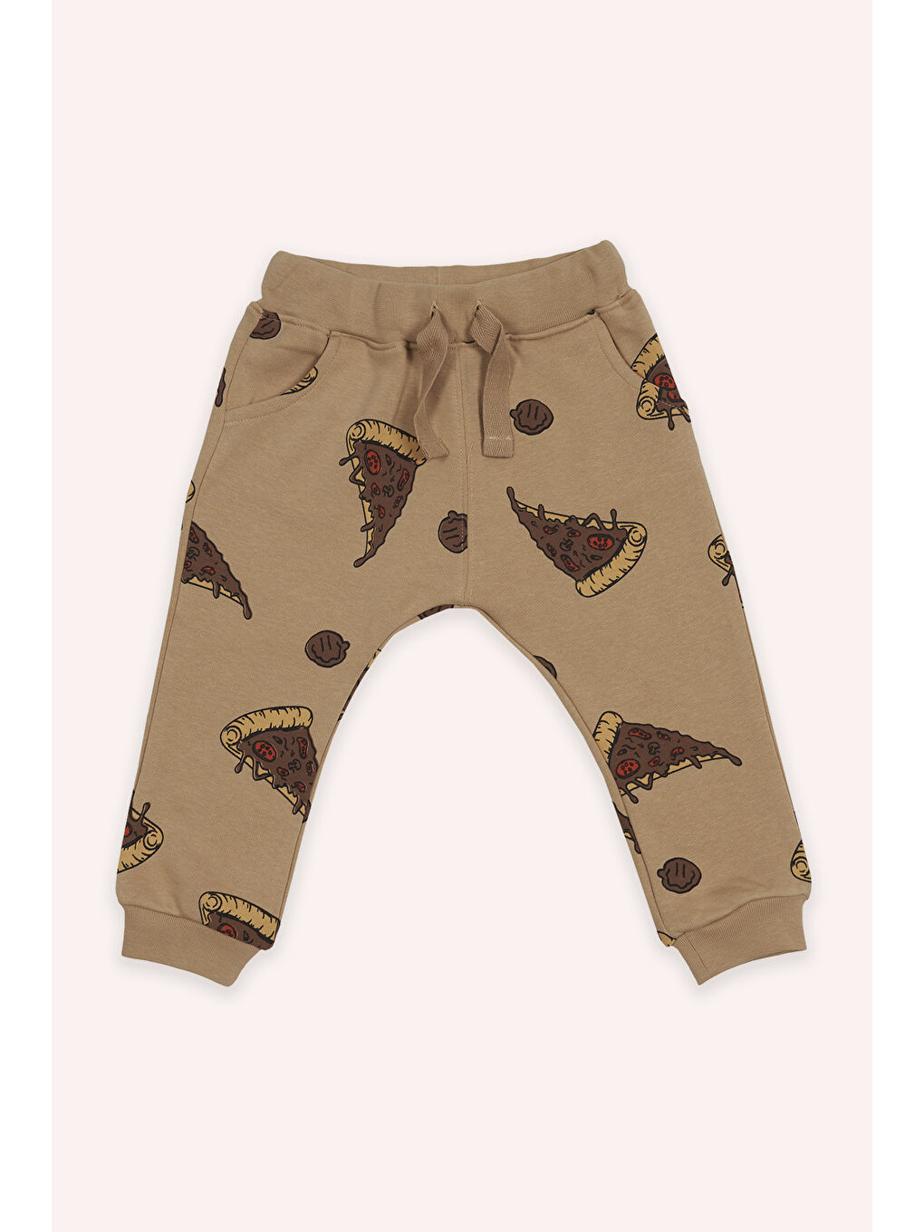 Erkek Bebek Baskılı 2'li Bej Takım-4